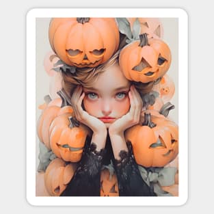 Halloween Pumpkin Girl Sticker